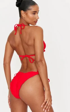 Red Frill Edge Padded Bikini Top