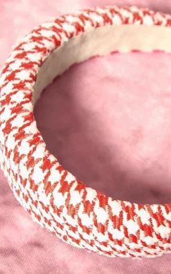 Red Gingham Check Padded Headband