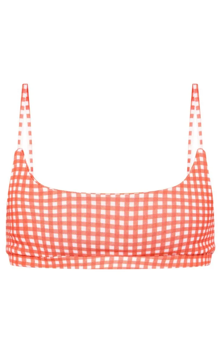 Red Gingham Soft Jersey Bralette