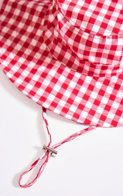 Red Gingham Toggle Bucket Hat