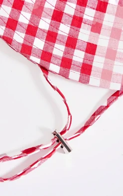 Red Gingham Toggle Bucket Hat