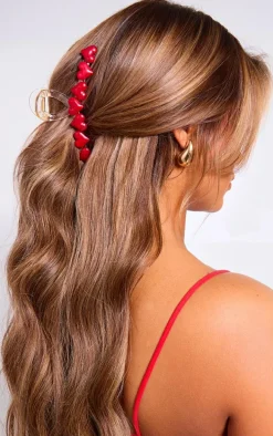Red Heart Hair Claw Clip