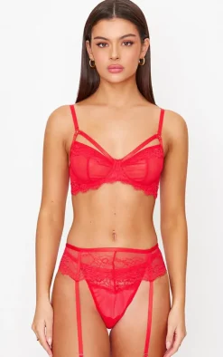 Red Lace 3 Piece Lingerie Set