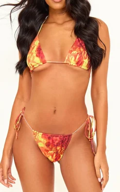 Red Leopard Printed Tie Side Bikini Bottoms