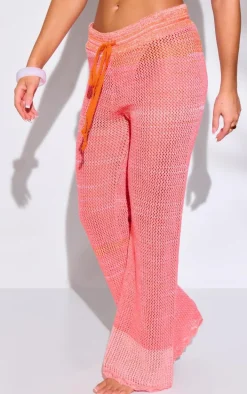 Red Marl Crochet Beach Pants
