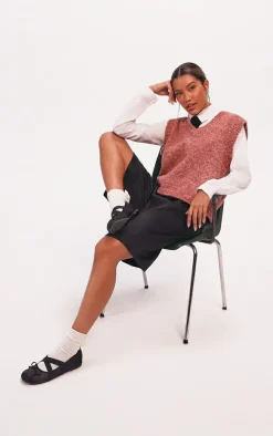 Red Marl Knit Sweater Vest