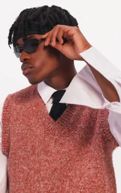 Red Marl Knit Sweater Vest