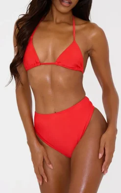 Red Mix & Match High Waisted High Leg Bikini Bottoms