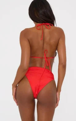 Red Mix & Match High Waisted High Leg Bikini Bottoms