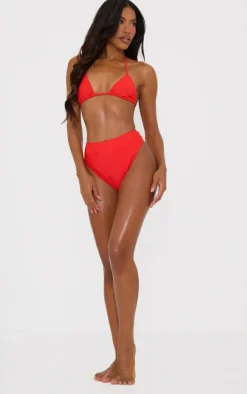 Red Mix & Match High Waisted High Leg Bikini Bottoms