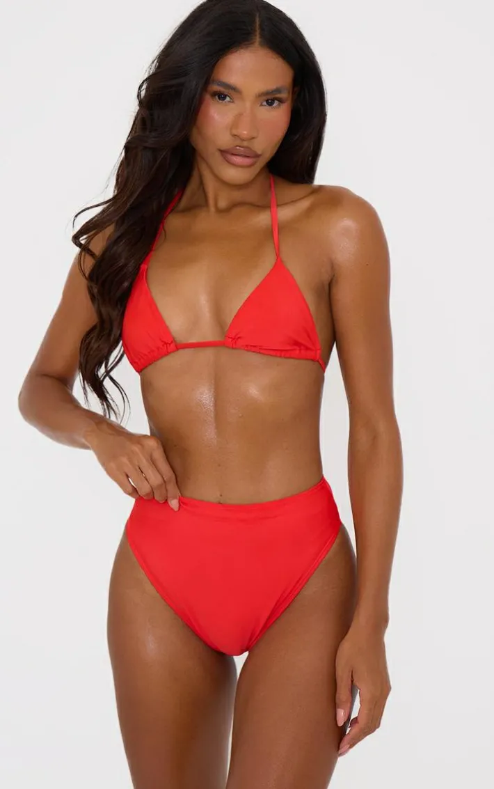 Red Mix & Match High Waisted High Leg Bikini Bottoms