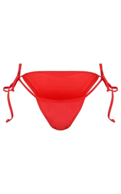 Red Mix & Match Tie Side Bikini Bottoms