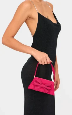 Red Nylon Oversized Bow Mini Bag