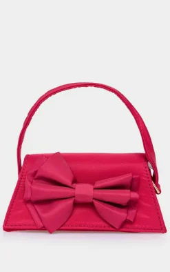Red Nylon Oversized Bow Mini Bag