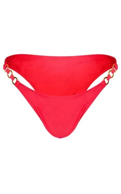 Red O Ring Detail Bikini Bottoms