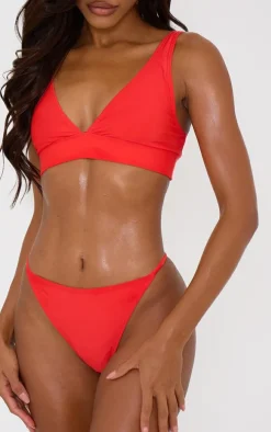 Red Plunge Mix & Match Bikini Top