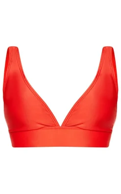 Red Plunge Mix & Match Bikini Top