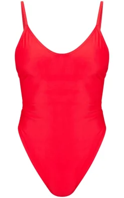 Red Plunge Swimsuit