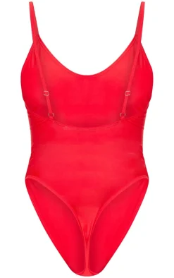 Red Plunge Swimsuit