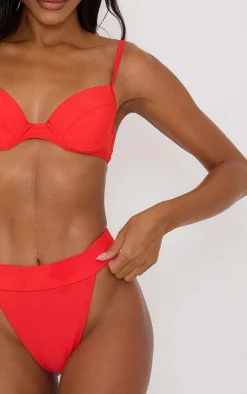 Red Push Up Cupped Mix & Match Bikini Top