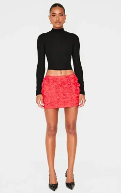 Red Rose Organza Mini Skirt