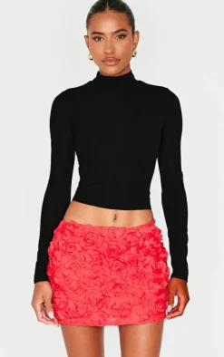 Red Rose Organza Mini Skirt