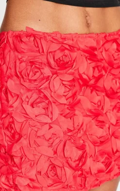 Red Rose Organza Mini Skirt