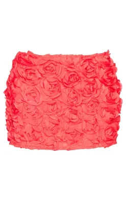 Red Rose Organza Mini Skirt