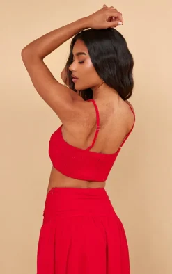 Red Ruched Front Halterneck Bralette
