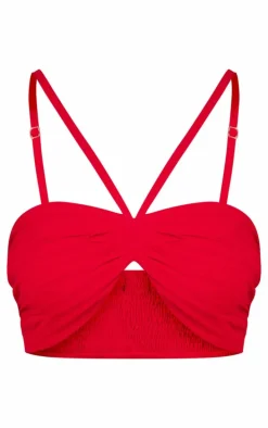 Red Ruched Front Halterneck Bralette
