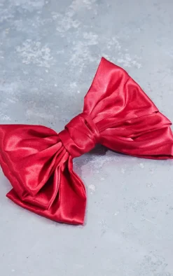 Red Satin Bow Hair Clip