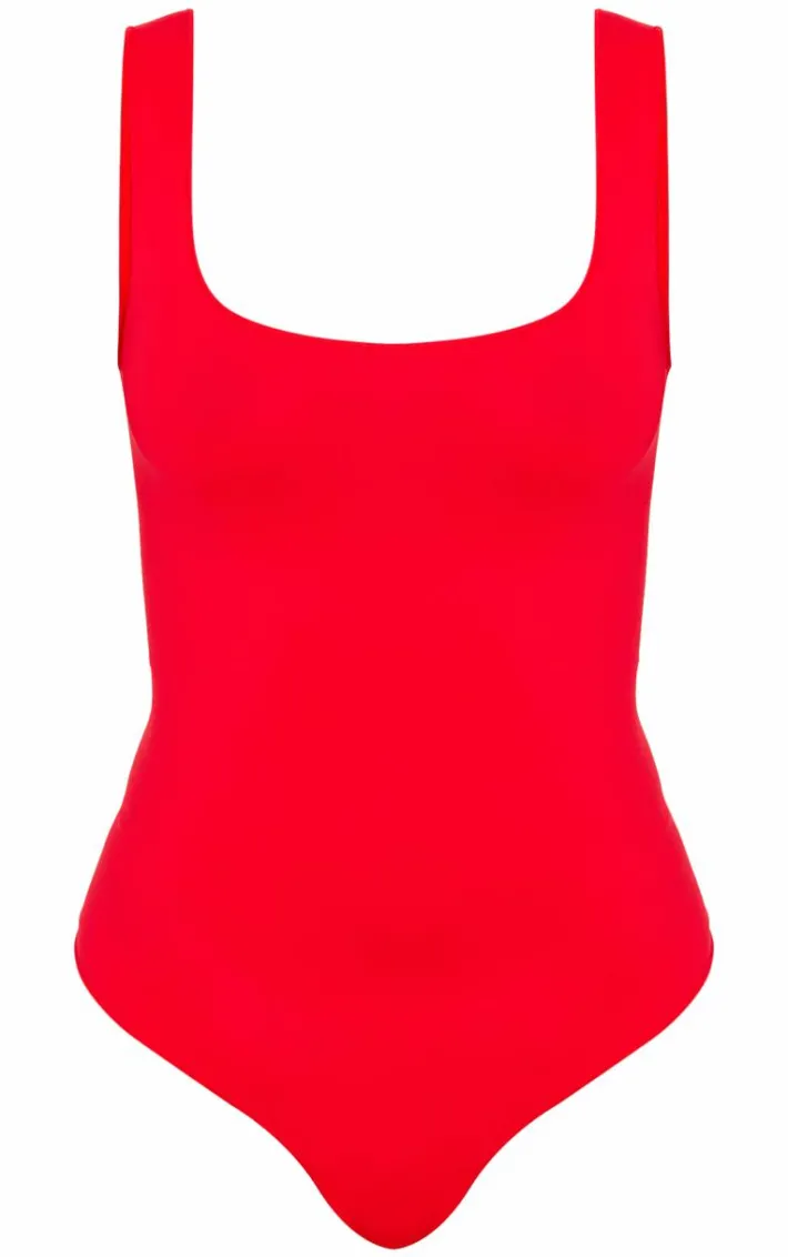 Red Seamless Lingerie Bodysuit