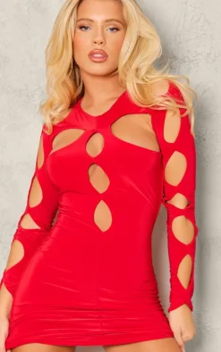 Red Slinky Extreme Cut Out Mini Dress