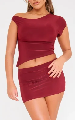 Red Slinky Low Rise Micro Mini Skirt