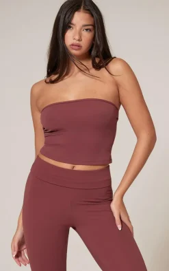 Red Snatched Sculpt Bandeau Top