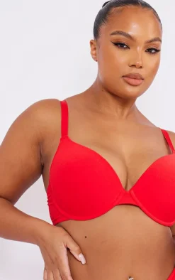 Red Soft Touch Cotton T-shirt Dd+ Cup Size Bra
