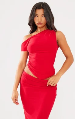 Red Soft Touch Low Rise Maxi Skirt