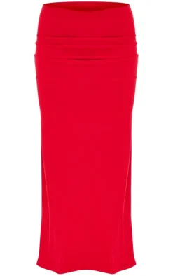 Red Soft Touch Low Rise Maxi Skirt