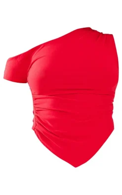 Red Soft Touch Sleeveless Asymmetric Hem Top