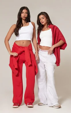 Red Straight Leg Sweatpants