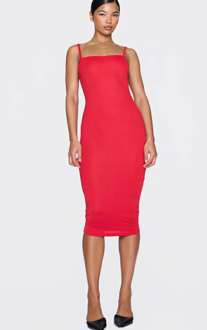 Red Strappy Midi Dress