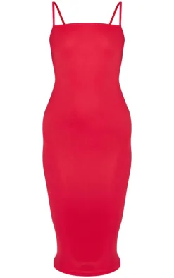 Red Strappy Midi Dress