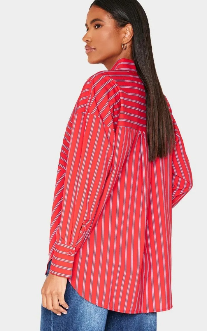 Red Striped Oversized Shirt