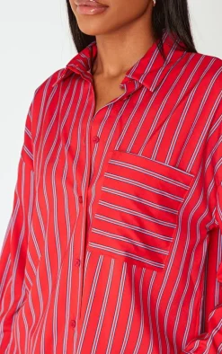 Red Striped Oversized Shirt