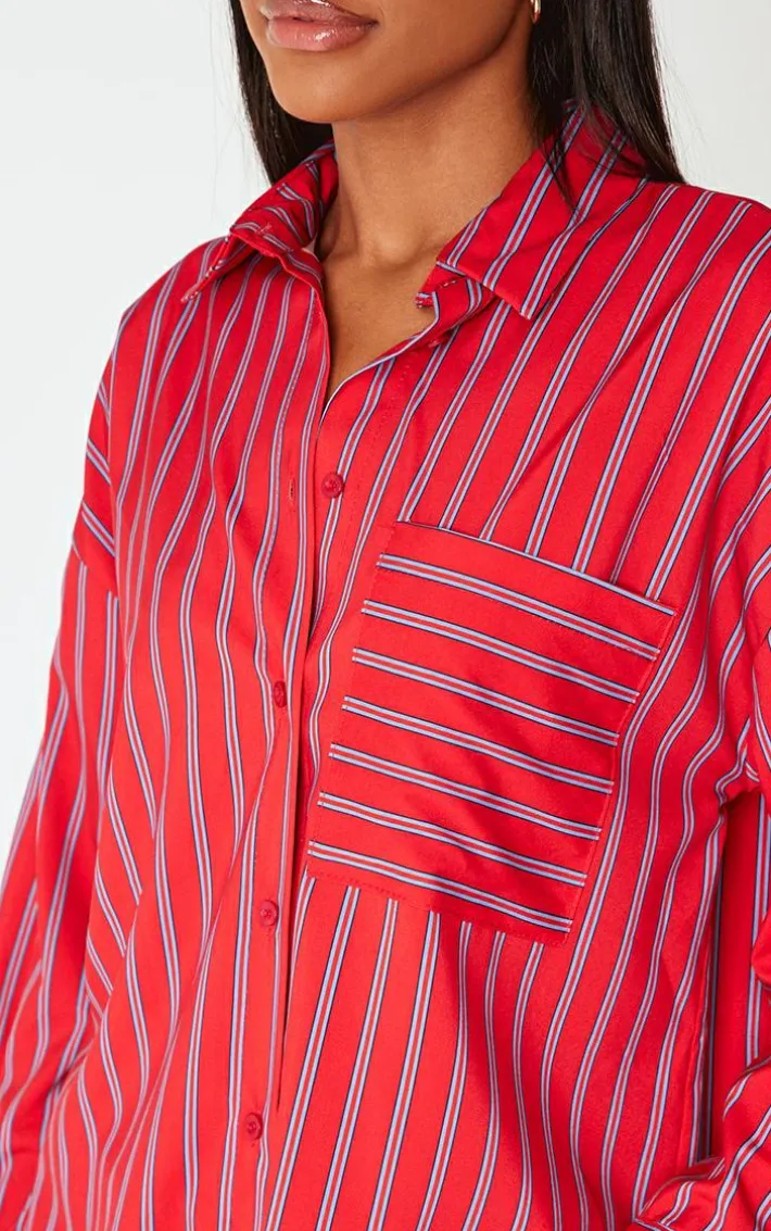 Red Striped Oversized Shirt
