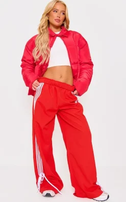 Red Tied Bow Detail Puffer Jacket