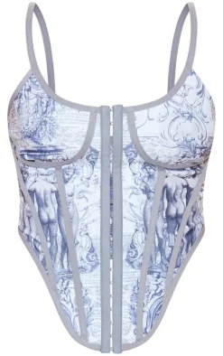 Renaissance Printed Bandage Hook And Eye Corset