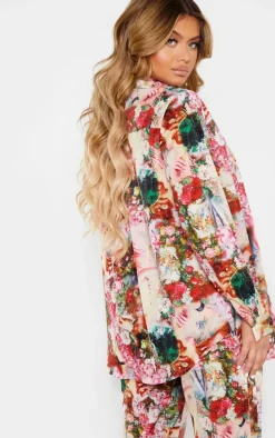 Rose Femme Renaissance Print Oversized Shirt