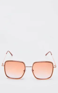 Rose Gold Frame Oversized Square Sunglasses