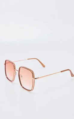 Rose Gold Frame Oversized Square Sunglasses